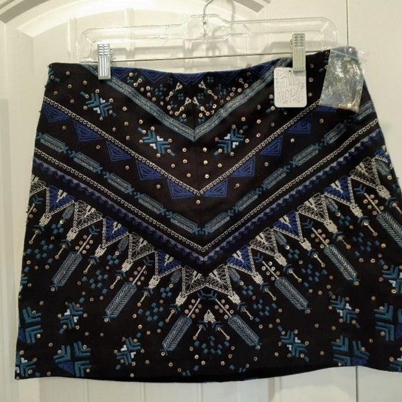 FREE PEOPLE NWT Beaded & Embroidered Skirt-Size 10 - Picture 1 of 3